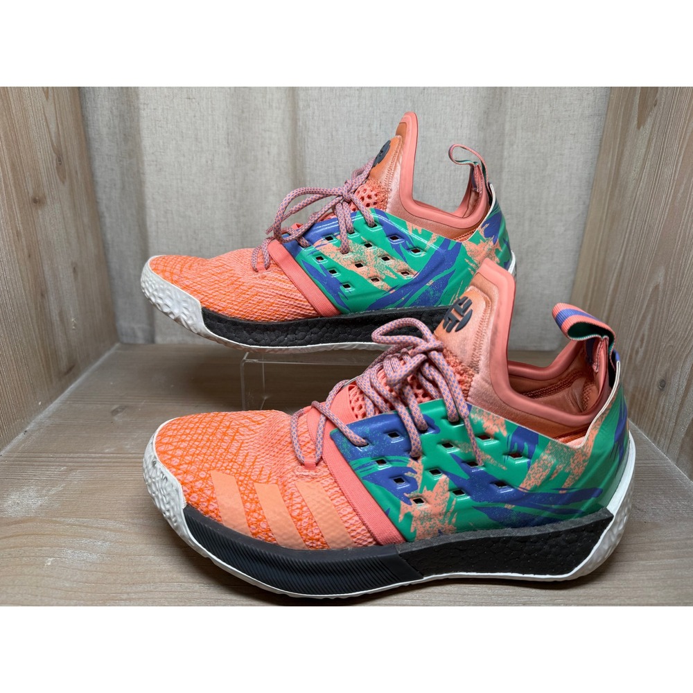 Adidas Harden‎ Vol 2 Concrete Coral Green Blue Mens 8.5 Basketball Shoes AH2219
